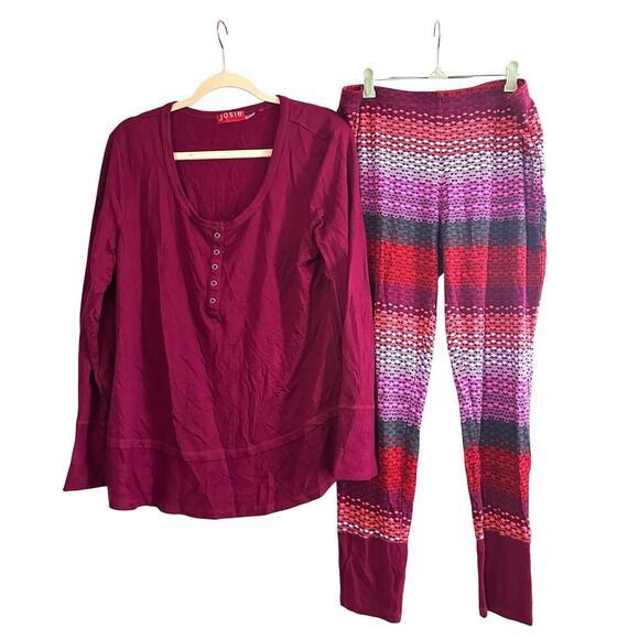 JOSIE NATORI Fireside Lounge Soft Stretchy Pajama 2-Piece Set - Sz Large - Picture 1 of 4